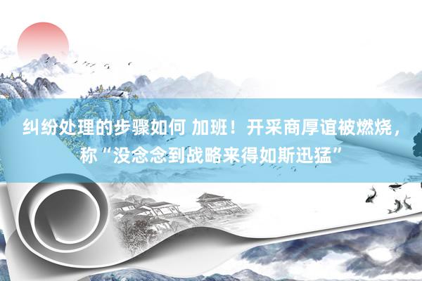 纠纷处理的步骤如何 加班！开采商厚谊被燃烧，称“没念念到战略来得如斯迅猛”