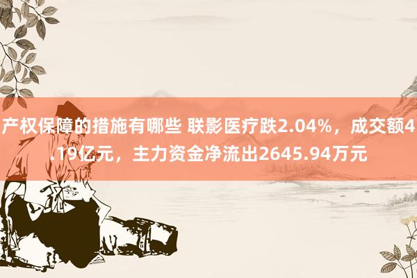 产权保障的措施有哪些 联影医疗跌2.04%，成交额4.19亿元，主力资金净流出2645.94万元