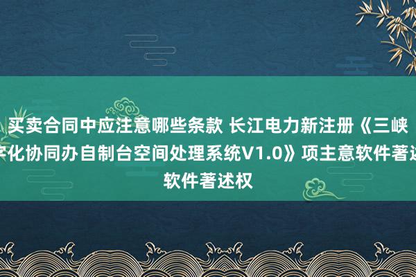 买卖合同中应注意哪些条款 长江电力新注册《三峡数字化协同办自制台空间处理系统V1.0》项主意软件著述