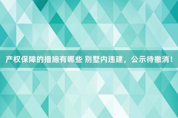 产权保障的措施有哪些 别墅内违建，公示待撤消！