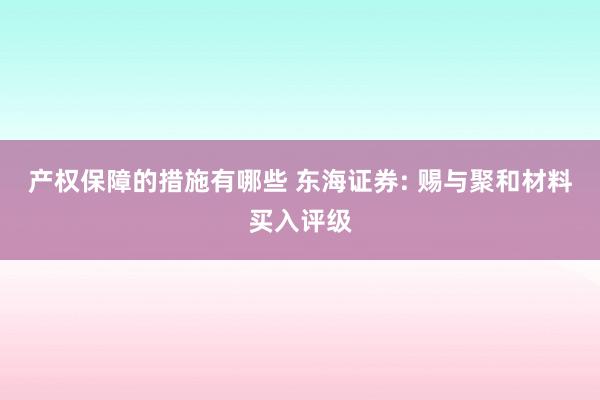 产权保障的措施有哪些 东海证券: 赐与聚和材料买入评级