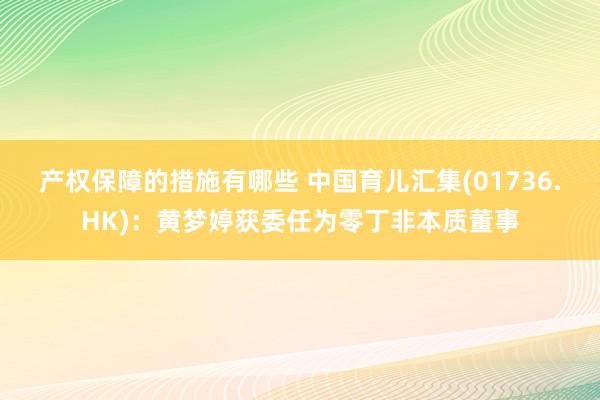 产权保障的措施有哪些 中国育儿汇集(01736.HK)：黄梦婷获委任为零丁非本质董事