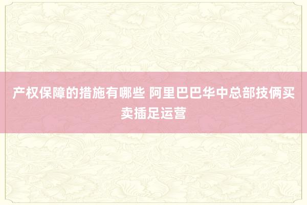 产权保障的措施有哪些 阿里巴巴华中总部技俩买卖插足运营