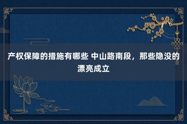 产权保障的措施有哪些 中山路南段，那些隐没的漂亮成立