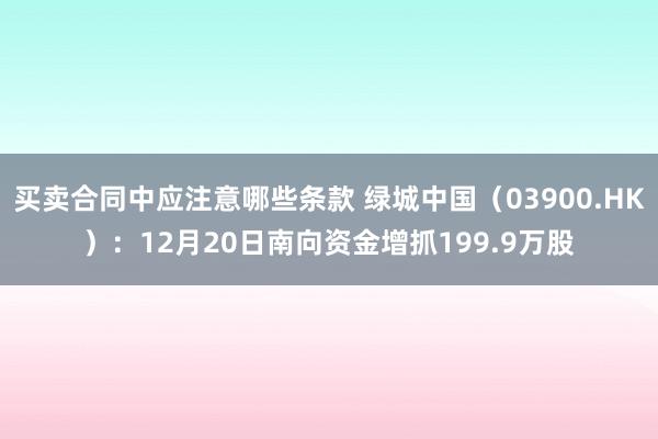 买卖合同中应注意哪些条款 绿城中国（03900.HK）：12月20日南向资金增抓199.9万股