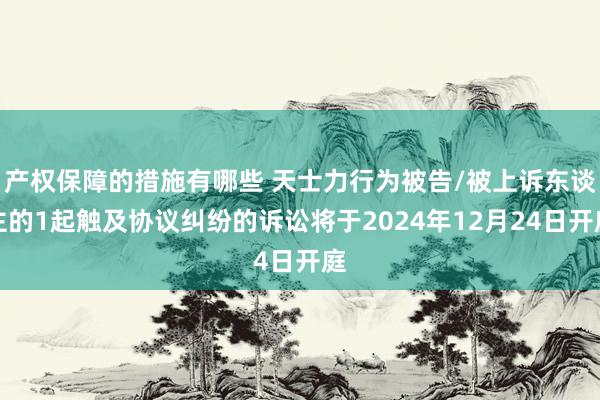 产权保障的措施有哪些 天士力行为被告/被上诉东谈主的1起触及协议纠纷的诉讼将于2024年12月24日