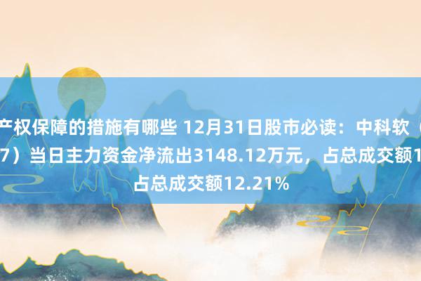 产权保障的措施有哪些 12月31日股市必读：中科软（603927）当日主力资金净流出3148.12万元，占总成交额12.21%