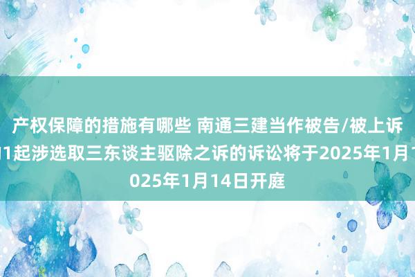 产权保障的措施有哪些 南通三建当作被告/被上诉东谈主的1起涉选取三东谈主驱除之诉的诉讼将于2025年1月14日开庭