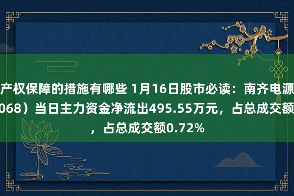 产权保障的措施有哪些 1月16日股市必读：南齐电源（300068）当日主力资金净流出495.55万元，占总成交额0.72%