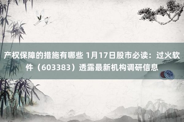 产权保障的措施有哪些 1月17日股市必读：过火软件（603383）透露最新机构调研信息