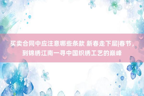 买卖合同中应注意哪些条款 新春走下层|春节，到锦绣江南一寻中国织绣工艺的巅峰