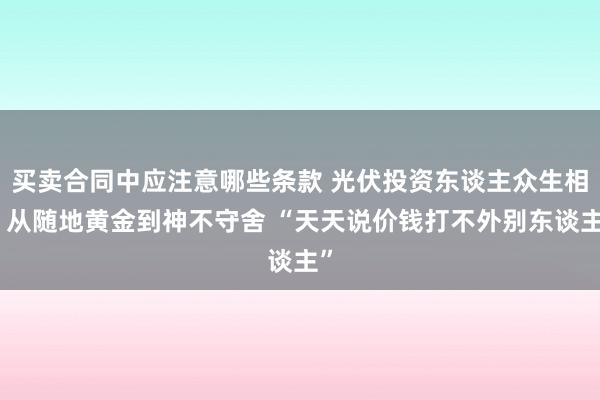 买卖合同中应注意哪些条款 光伏投资东谈主众生相：从随地黄金到神不守舍 “天天说价钱打不外别东谈主”