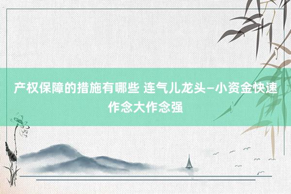 产权保障的措施有哪些 连气儿龙头—小资金快速作念大作念强