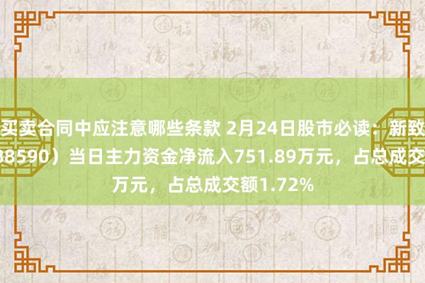 买卖合同中应注意哪些条款 2月24日股市必读：新致软件（688590）当日主力资金净流入751.89万元，占总成交额1.72%