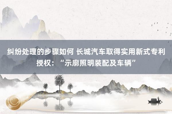 纠纷处理的步骤如何 长城汽车取得实用新式专利授权：“示廓照明装配及车辆”