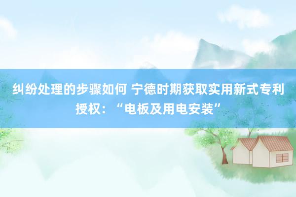 纠纷处理的步骤如何 宁德时期获取实用新式专利授权：“电板及用电安装”