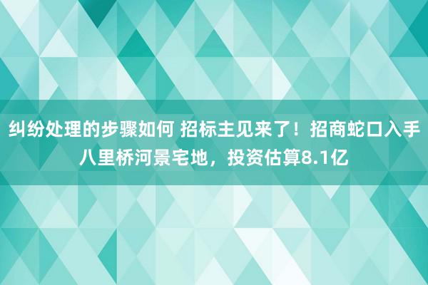 纠纷处理的步骤如何 招标主见来了！招商蛇口入手八里桥河景宅地，投资估算8.1亿