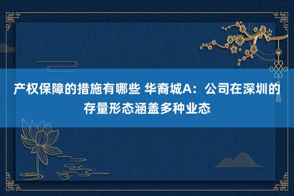 产权保障的措施有哪些 华裔城A：公司在深圳的存量形态涵盖多种业态