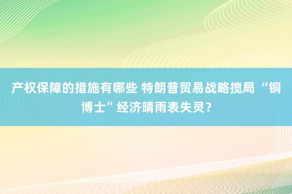 产权保障的措施有哪些 特朗普贸易战略搅局 “铜博士”经济晴雨表失灵？